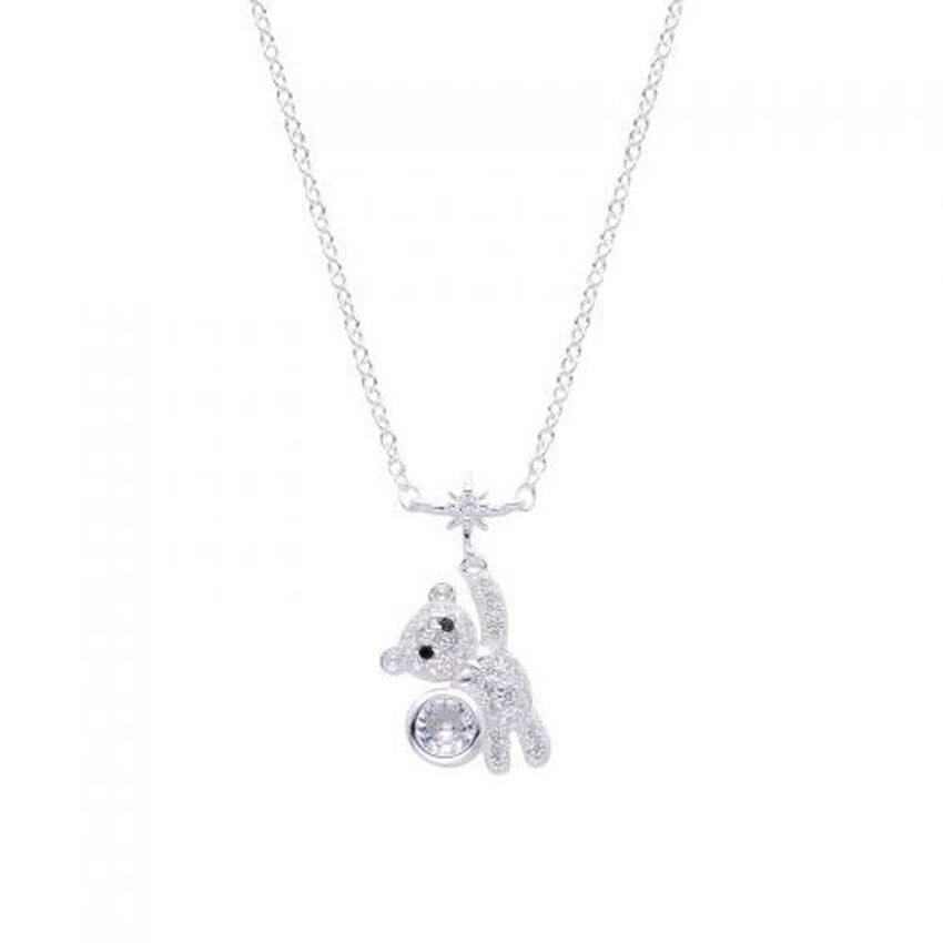 Teddy bear zircon necklace