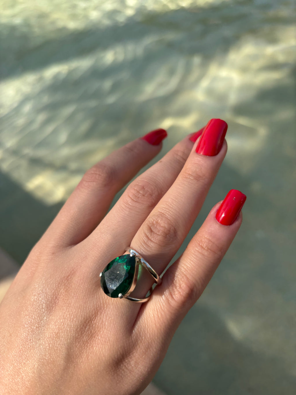Emerald Tear drop Ring
