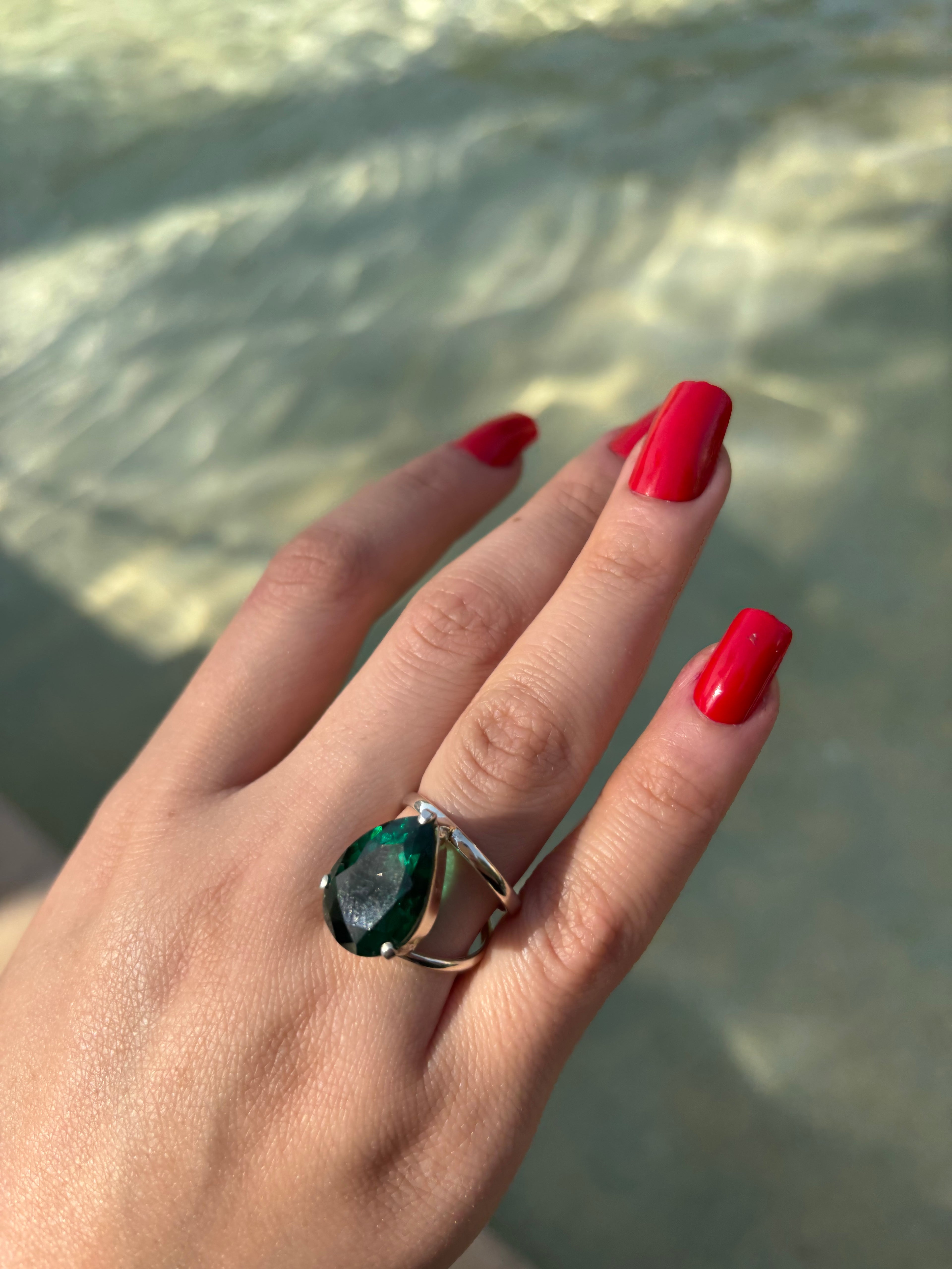 Emerald Tear drop Ring