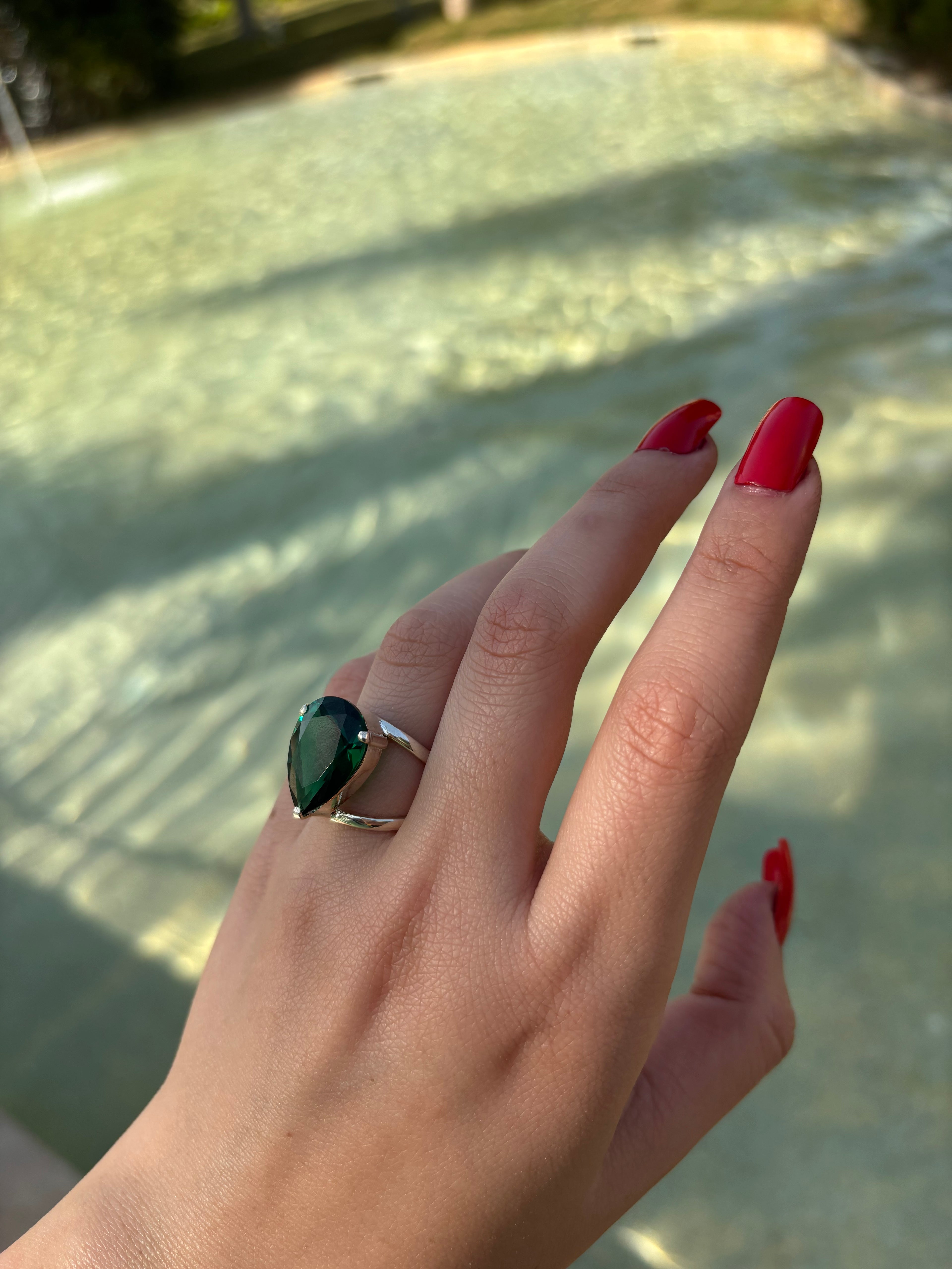 Emerald Tear drop Ring