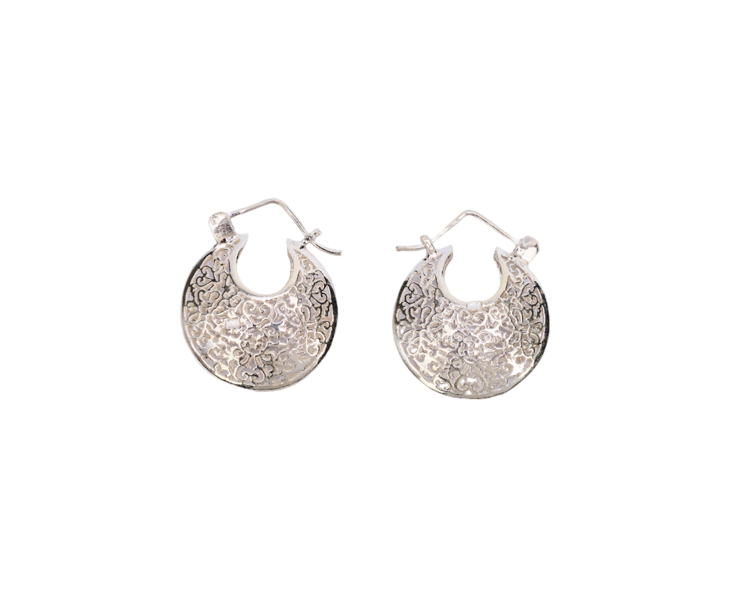Puffy Hoop Silver Earrings