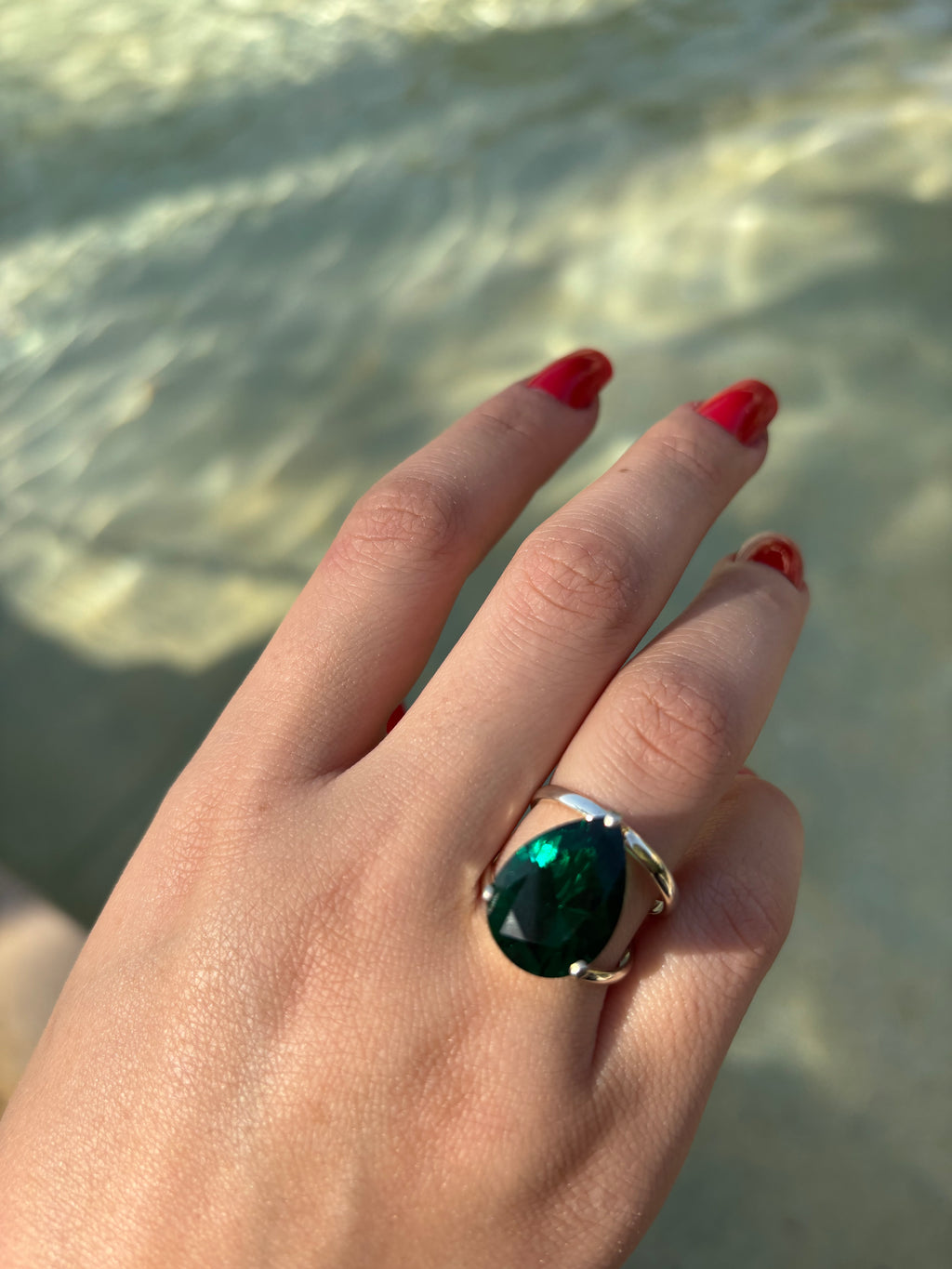 Emerald Tear drop Ring