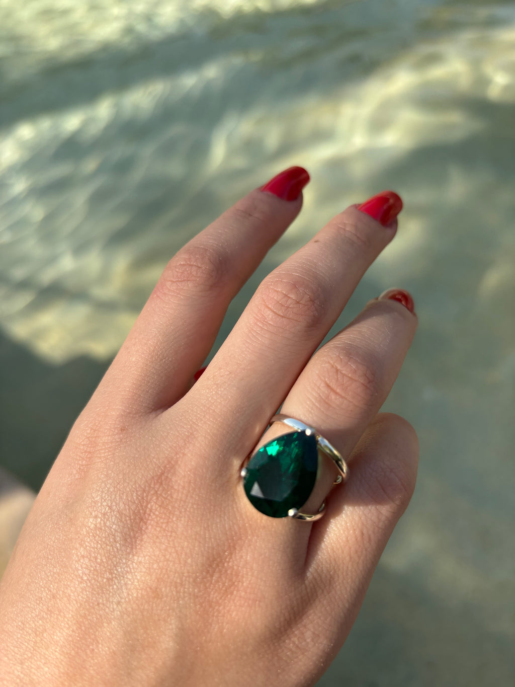 Emerald Tear drop Ring