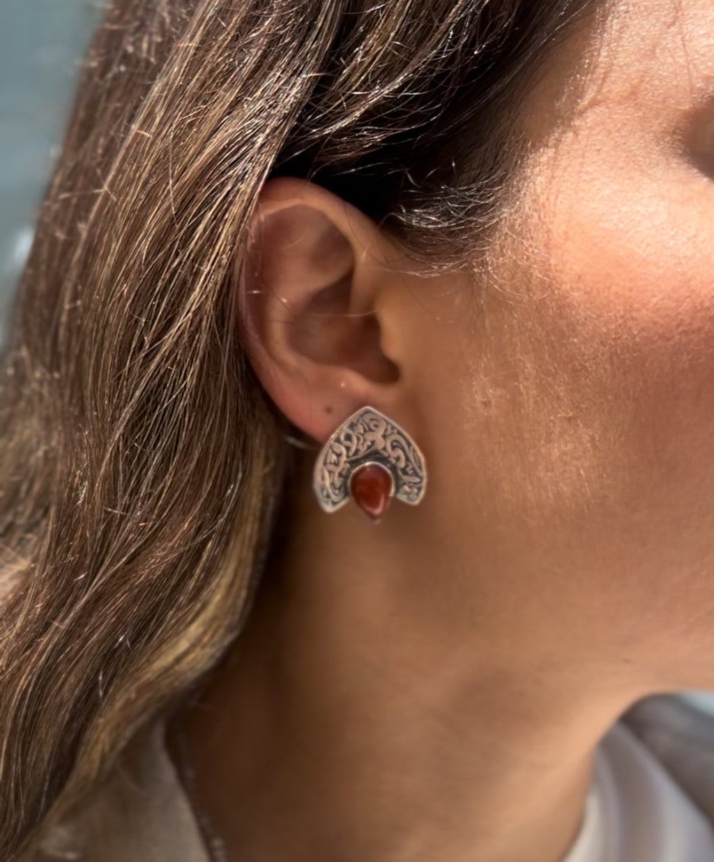 Crescent Silver Earring