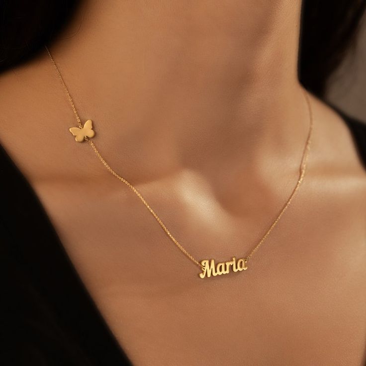 Personalized Name Necklace With Butterfly Charm