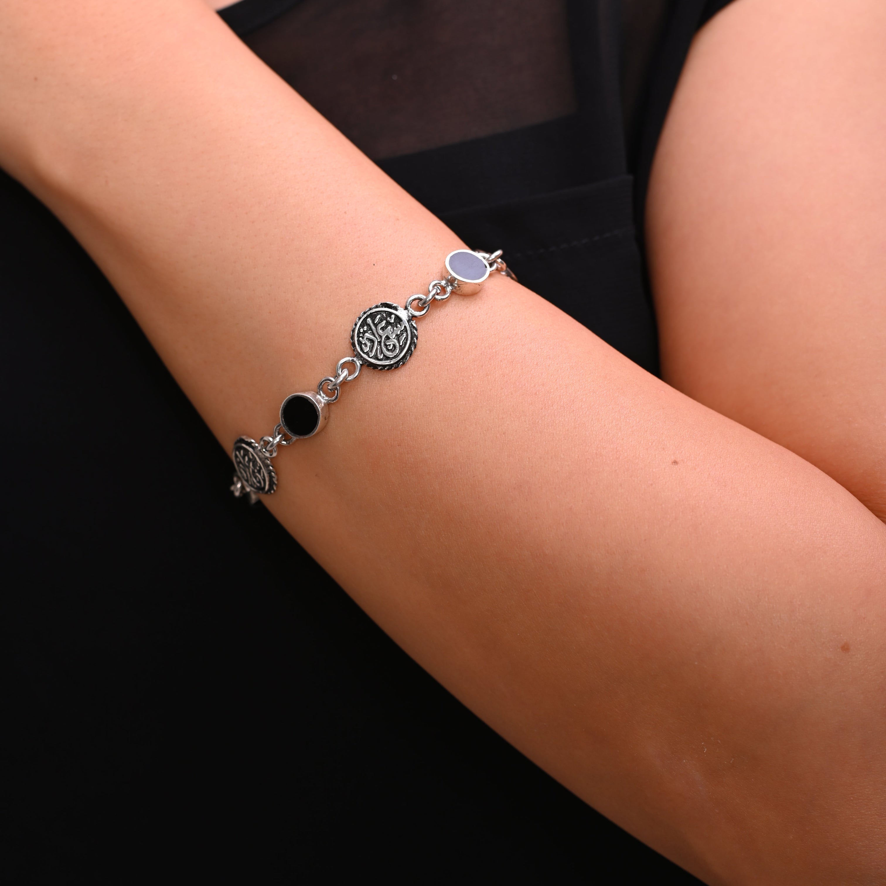 Arabic Silver 925 Bracelet"سعاده "